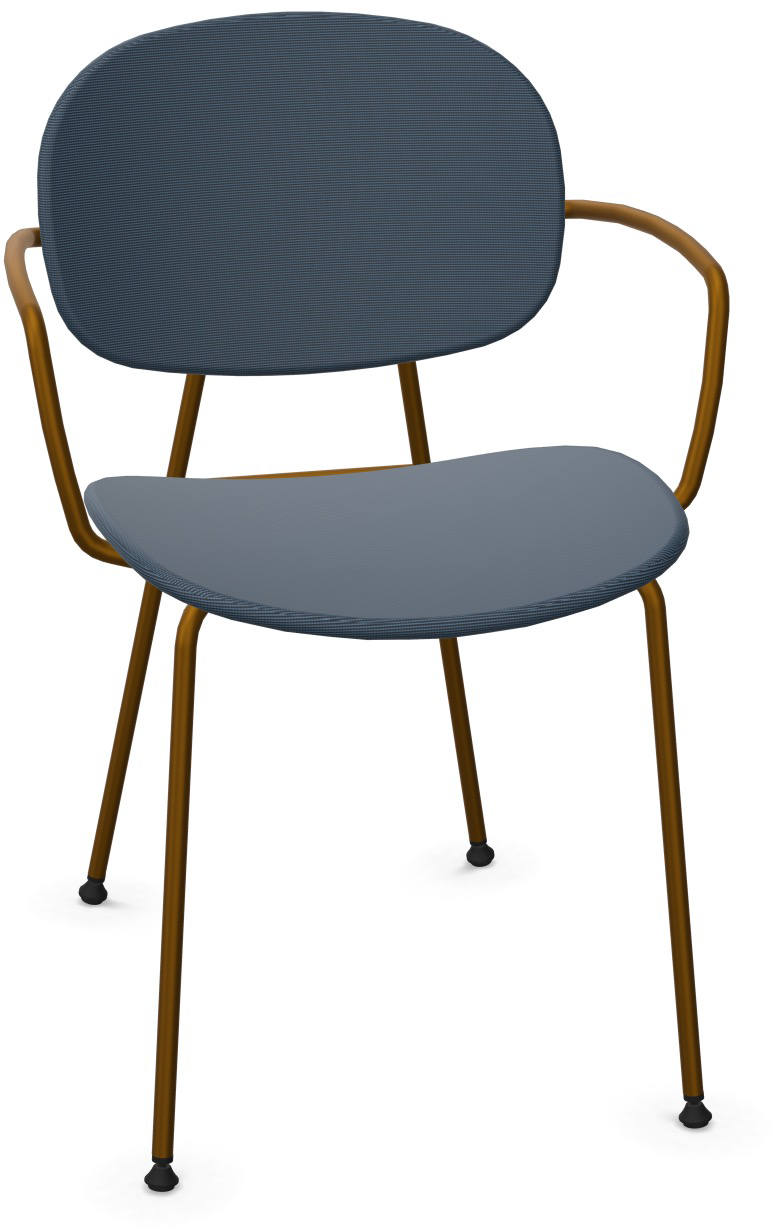 TONDINA POP Armlehnstuhl gepolstert in Dunkelblau / Antikes Messing präsentiert im Onlineshop von KAQTU Design AG. Stuhl mit Armlehne ist von Infiniti Design