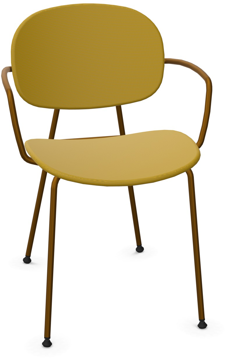 TONDINA POP Armlehnstuhl gepolstert in Senfgelb / Antikes Messing präsentiert im Onlineshop von KAQTU Design AG. Stuhl mit Armlehne ist von Infiniti Design